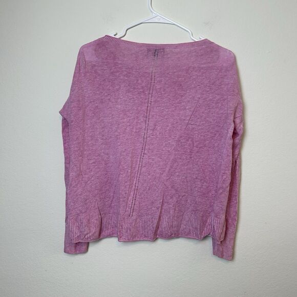 J. Crew Linen Short Women’s XS Pink Burnout Raglan Round Neck Lightweight Casual - Picture 5 of 10